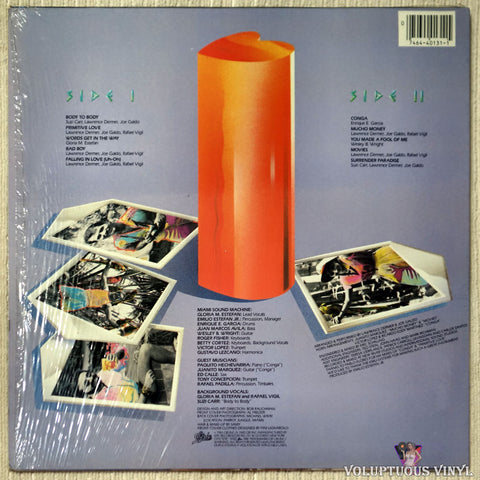 Miami Sound Machine ‎– Primitive Love vinyl record back cover