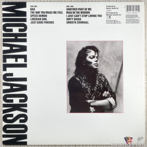 Michael Jackson ‎– Bad vinyl record back cover