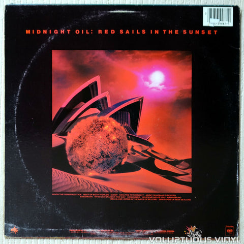 Midnight Oil ‎– Red Sails In The Sunset - Vinyl Record - Back Cover