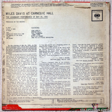 Miles Davis ‎– Miles Davis At Carnegie Hall vinyl record back cover