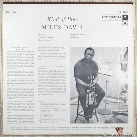 Miles Davis ‎– Kind Of Blue vinyl record back cover