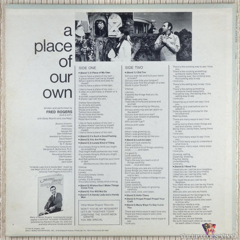 Mister Rogers ‎– A Place Of Our Own vinyl record back cover