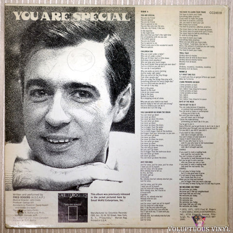 Mister Rogers ‎– You Are Special vinyl record back cover