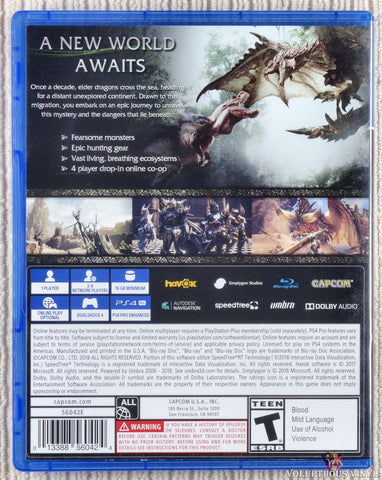 Monster Hunter: World PS4 back cover
