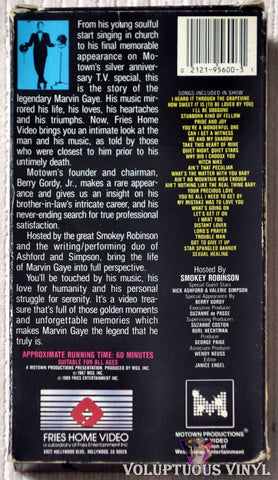 Motown Productions Presents: Marvin Gaye Hosted by Smokey Robinson VHS back cover
