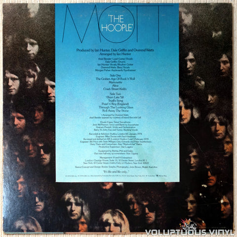 Mott The Hoople ‎– The Hoople vinyl record back cover