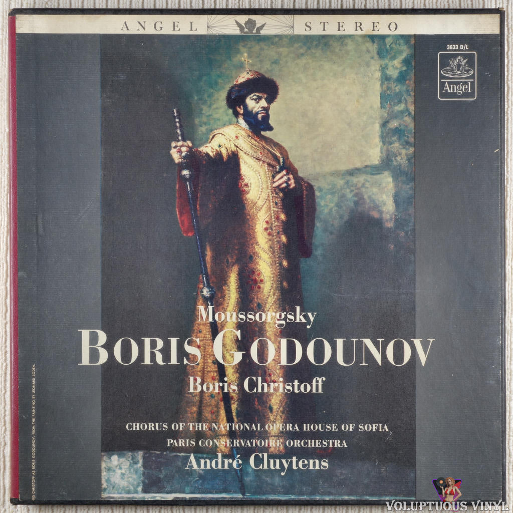 Moussorgsky, Boris Christoff, Chorus Of The National Opera House Of Sofia, Paris Conservatory Orchestra, André Cluytens – Boris Godounov vinyl record front cover