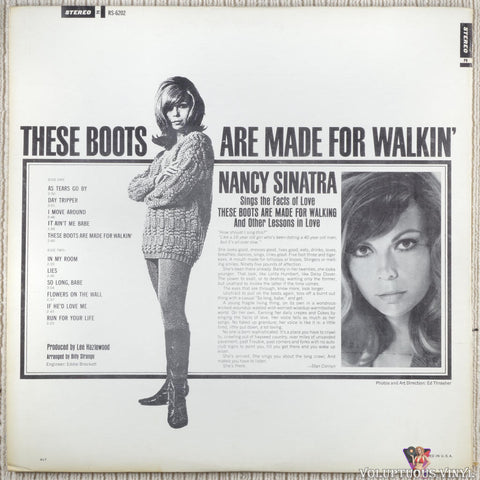 Nancy Sinatra ‎– Boots vinyl record back cover