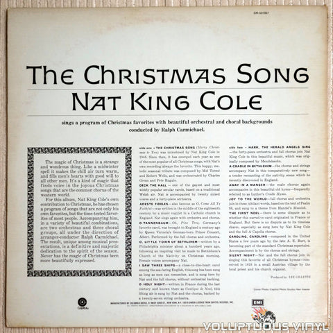 Nat King Cole ‎– The Christmas Song vinyl record back cover