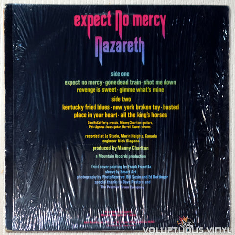 Nazareth – Expect No Mercy - Vinyl Record - Back Cover