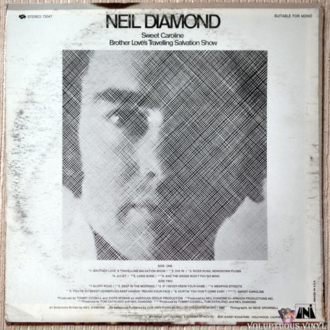 Neil Diamond ‎– Brother Love's Travelling Salvation Show/Sweet Caroline vinyl record back cover