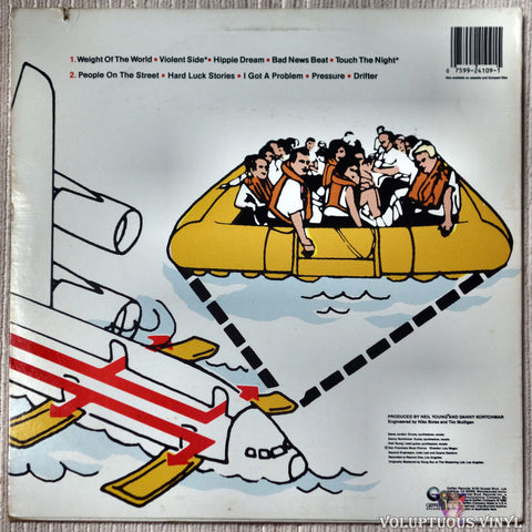 Neil Young ‎– Landing On Water vinyl record back cover