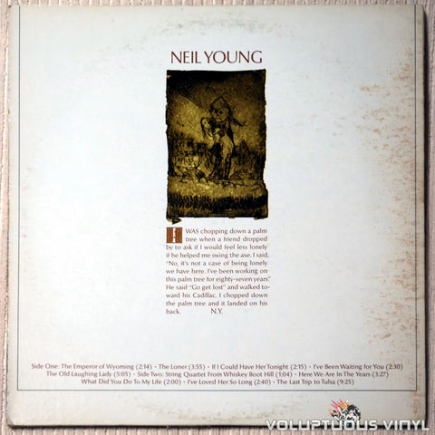Neil Young ‎– Neil Young - Vinyl Record - Back Cover