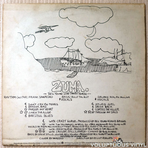 Neil Young With Crazy Horse ‎– Zuma vinyl record back cover
