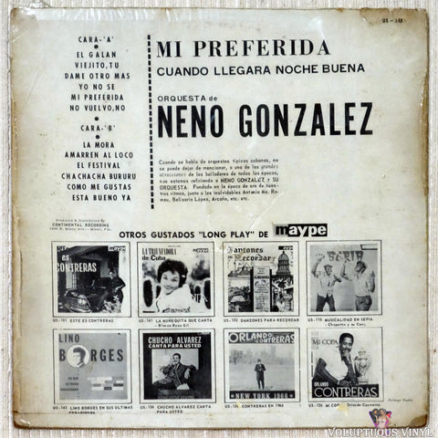 Neno Gonzalez Y Su Orquesta ‎– Cuando Llegara Noche Buena vinyl record back cover