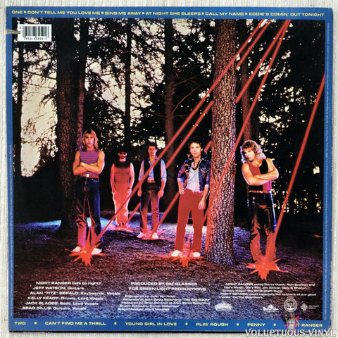 Night Ranger ‎– Dawn Patrol vinyl record back cover