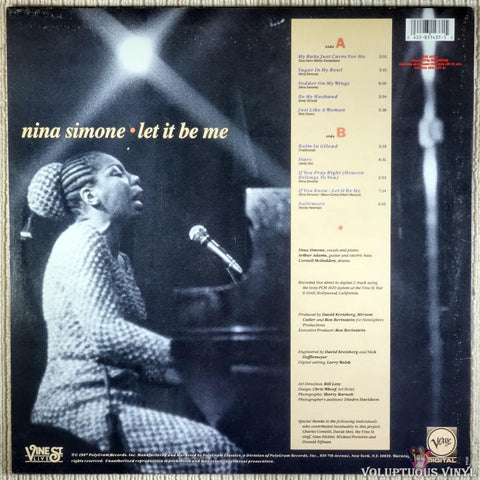 Nina Simone ‎– Let It Be Me vinyl record back cover