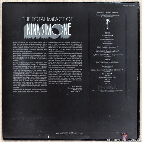 Nina Simone ‎– The Best Of Nina Simone vinyl record back cover