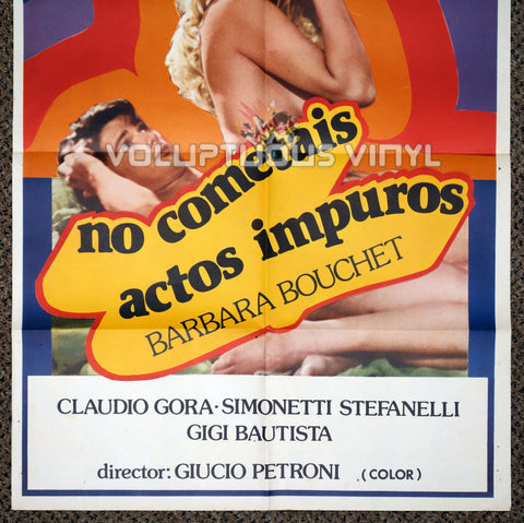 Do Not Commit Adultery 1981 Spanish 1-Sheet Movie Poster for the Italian Sex Comedy with Nude Barbara Bouchet - Bottom Half