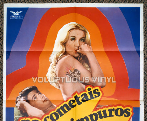 Do Not Commit Adultery 1981 Spanish 1-Sheet Movie Poster for the Italian Sex Comedy with Nude Barbara Bouchet - Top Half