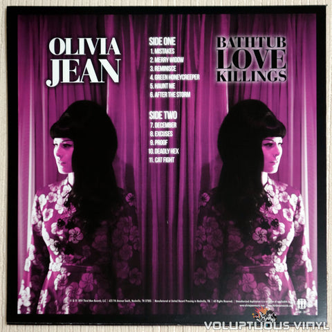 Olivia Jean ‎– Bathtub Love Killings - Vinyl Record - Back Cover