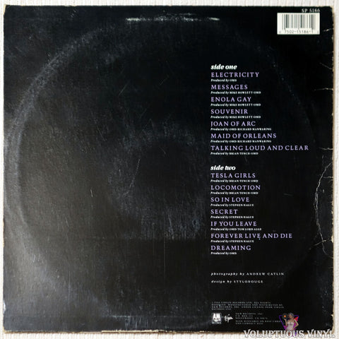 Orchestral Manoeuvres In The Dark ‎– The Best Of OMD vinyl record back cover