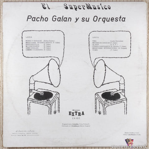 Pacho Galan Y Su Orquesta ‎– El Super Musico vinyl record back cover