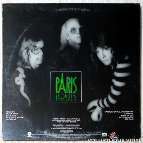 Paris ‎– Paris vinyl record back cover