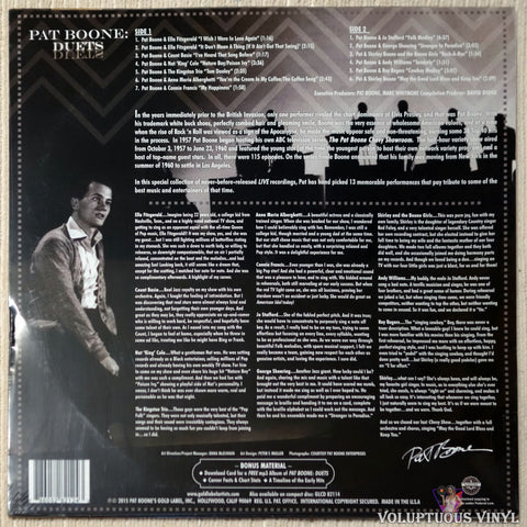 Pat Boone ‎– Pat Boone: Duets vinyl record back cover