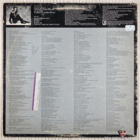 Patrice Rushen – Straight From The Heart vinyl record back cover
