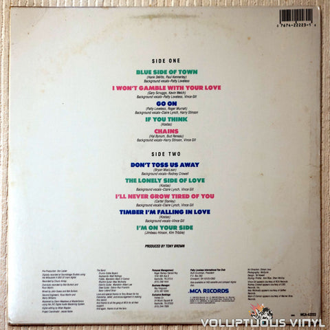 Patty Loveless ‎– Honky Tonk Angel - Vinyl Record - Back Cover