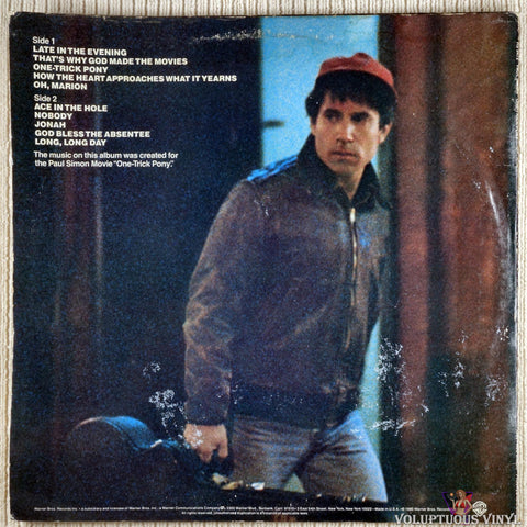 Paul Simon ‎– One-Trick Pony vinyl record back cover