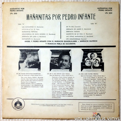 Pedro Infante ‎– Mañanitas Por Pedro Infante vinyl record back cover
