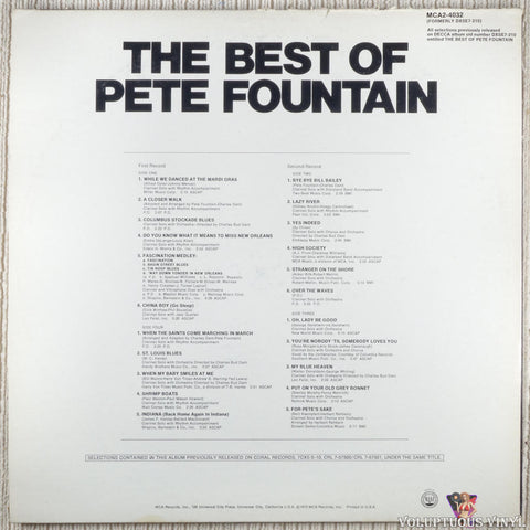 Pete Fountain – The Best Of Pete Fountain vinyl record back cover