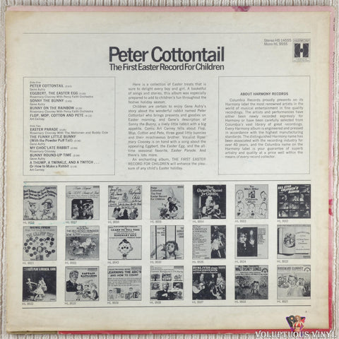 Various ‎– Peter Cottontail: The First Easter Record for Children vinyl record back cover