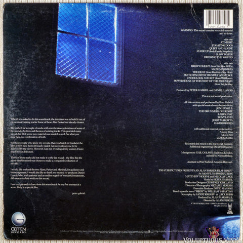Peter Gabriel ‎– Birdy vinyl record back cover