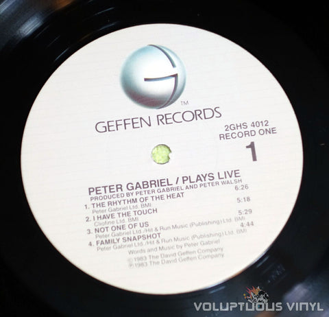 Peter Gabriel ‎Plays Live Vinyl Record Geffen Label