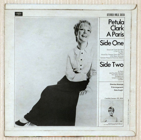 Petula Clark ‎– A Paris vinyl record back cover