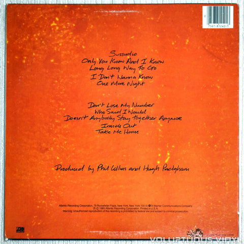 Phil Collins ‎– No Jacket Required - Vinyl Record - Back Cover