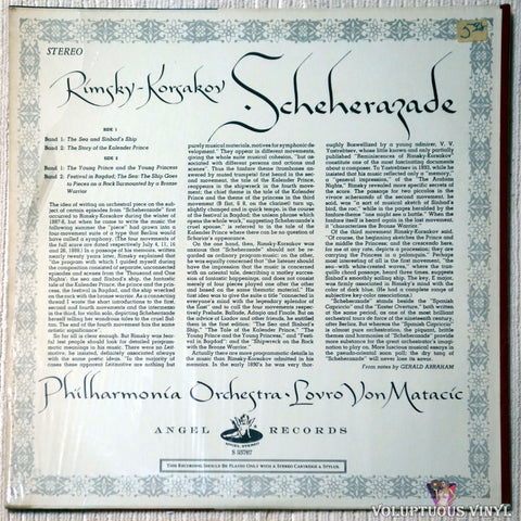 The Philharmonia Orchestra – Rimsky-Korsakov Scheherazade vinyl record back cover