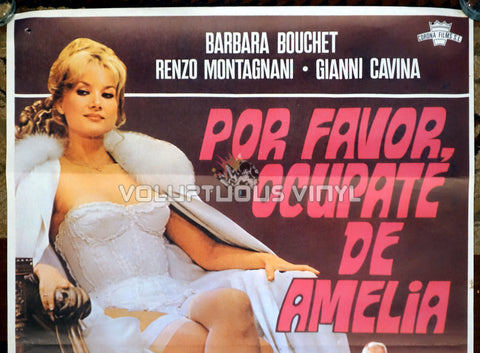 Please Take Care Of Amelia Spanish 1-Sheet movie poster Barbara Bouchet lingerie top half