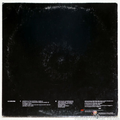 The Police ‎– Ghost In The Machine - Vinyl Record - Back Cover