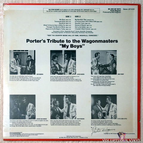 Porter Wagoner ‎– Me And My Boys vinyl record back cover