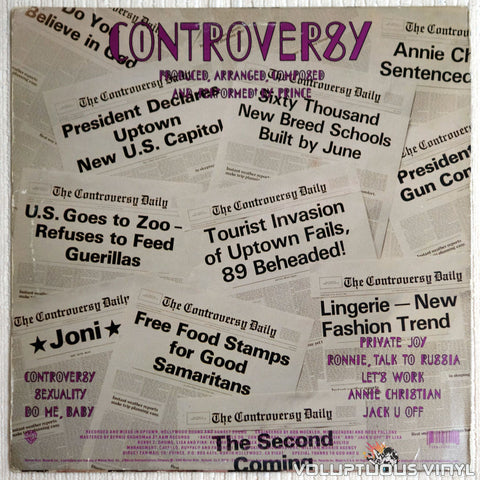 Prince ‎– Controversy - Vinyl Record - Back Cover