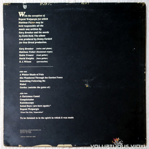 Procol Harum ‎– Procol Harum vinyl record back cover