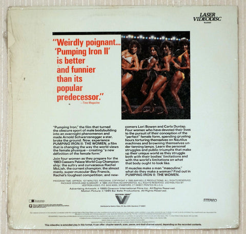 Pumping Iron 2: The Women LaserDisc back cover