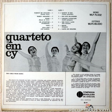 Quarteto Em Cy ‎– The Girls From Bahia vinyl record back cover