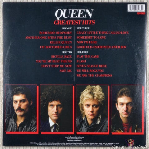Queen – Greatest Hits vinyl record back cover