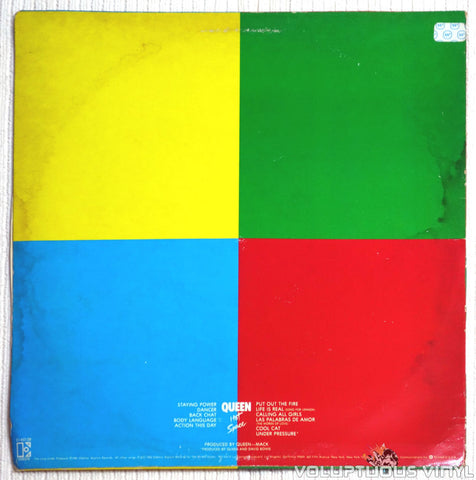 Queen ‎– Hot Space - Vinyl Record - Back Cover