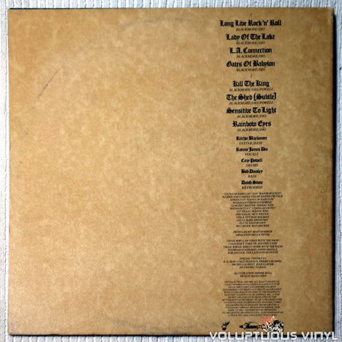 Rainbow ‎– Long Live Rock 'N' Roll - Vinyl Record - Back Cover